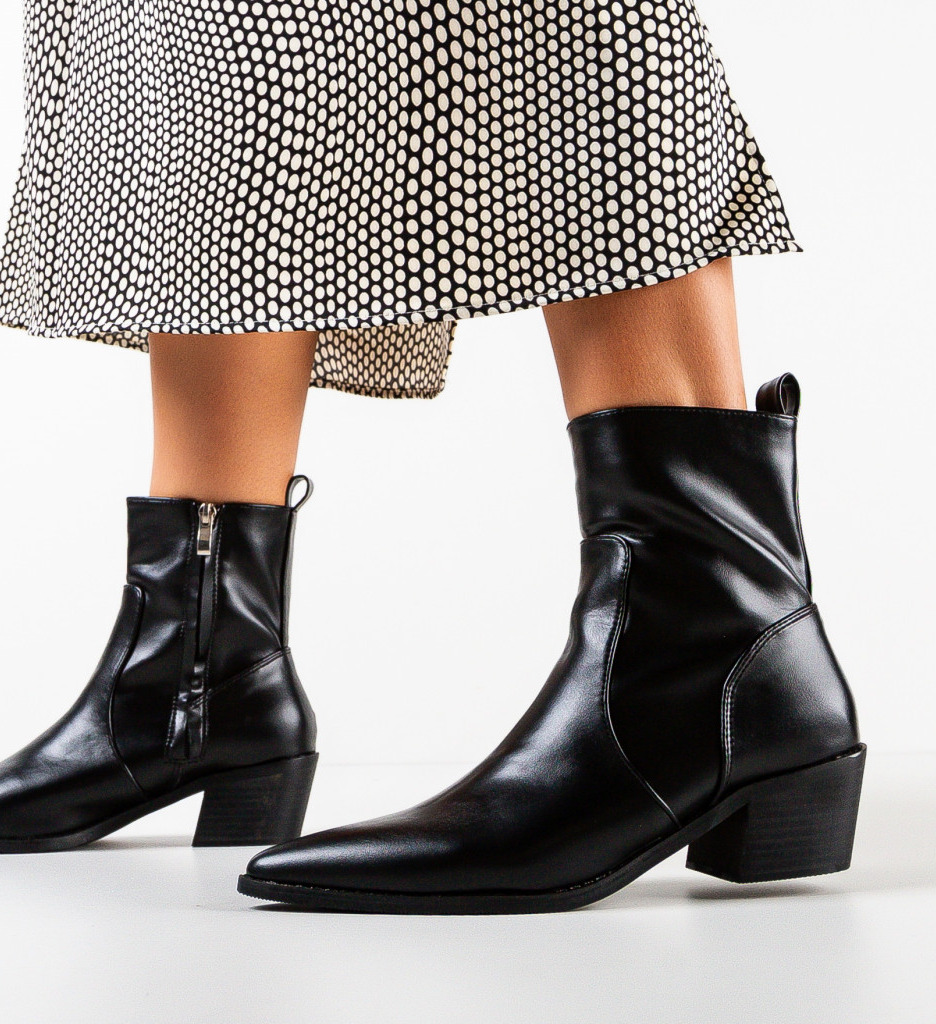 Botine Dama Oreb Negre - Eleganță și Confort