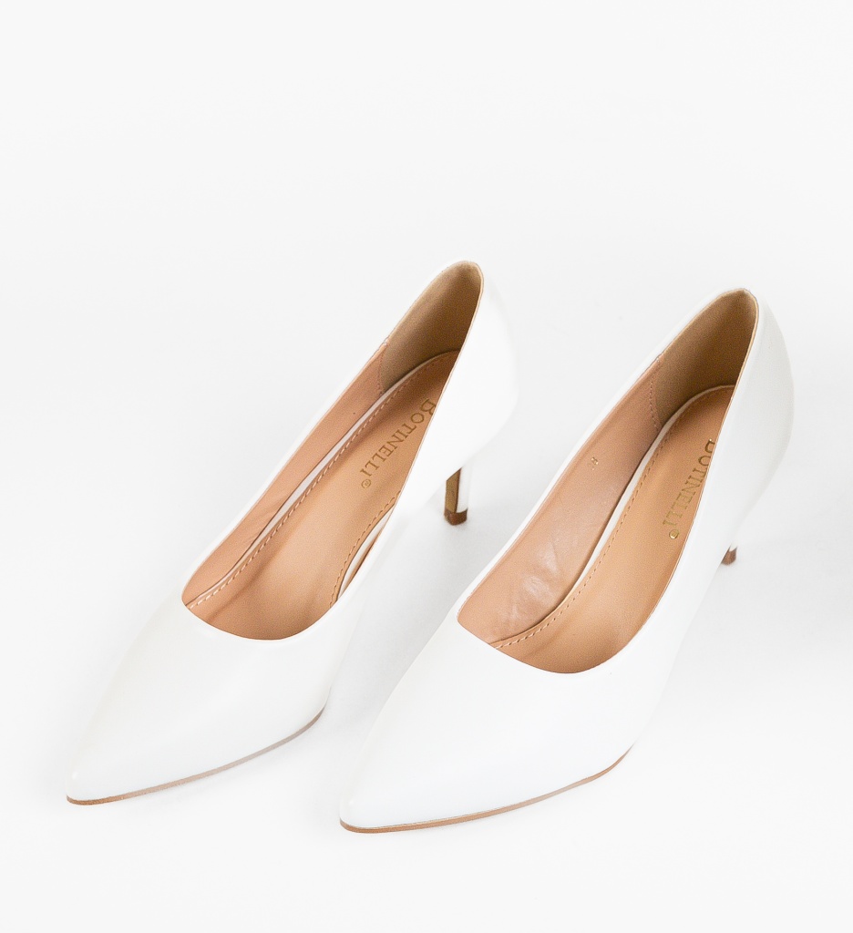 Pantofi Dama Rikea Albi cu Toc Eleganți - imagine 3