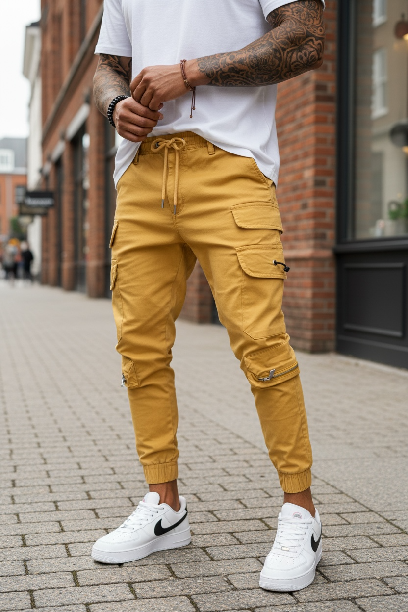 Pantaloni Cargo Conici Bumbac Y101 - imagine 2