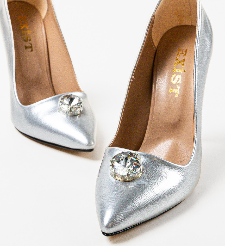 Pantofi cu Toc Alesyo Argintii - Eleganță - imagine 5
