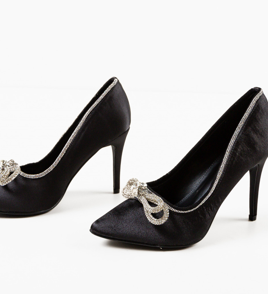 Pantofi Toc Eleganti Negri - Stil Refined - imagine 3