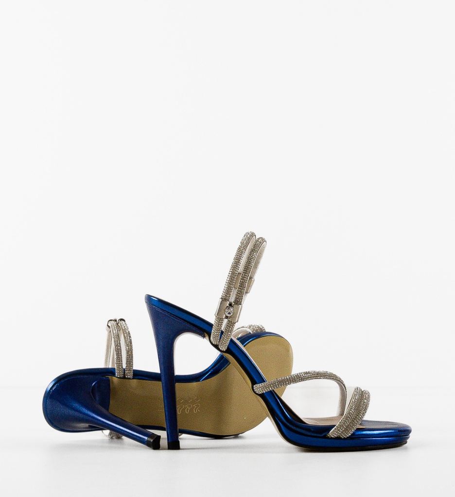 Sandale Kamere Albastre cu Toc Elegante - imagine 6