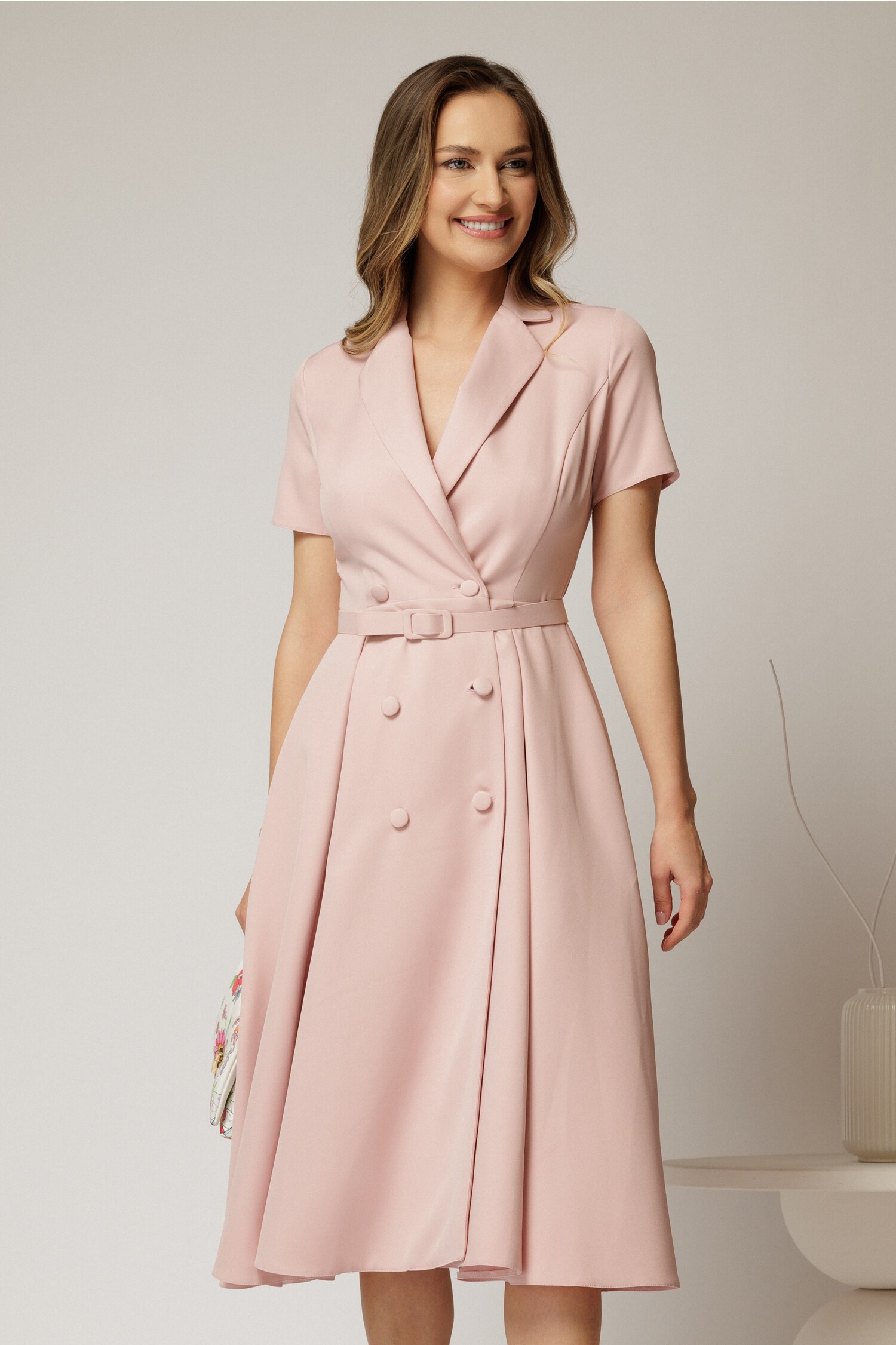 Rochie DY Fashion Midi Roz Curea Talie