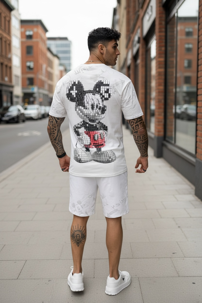 Compleu de vara tricou oversize + pantaloni alb 2119 52-1.1