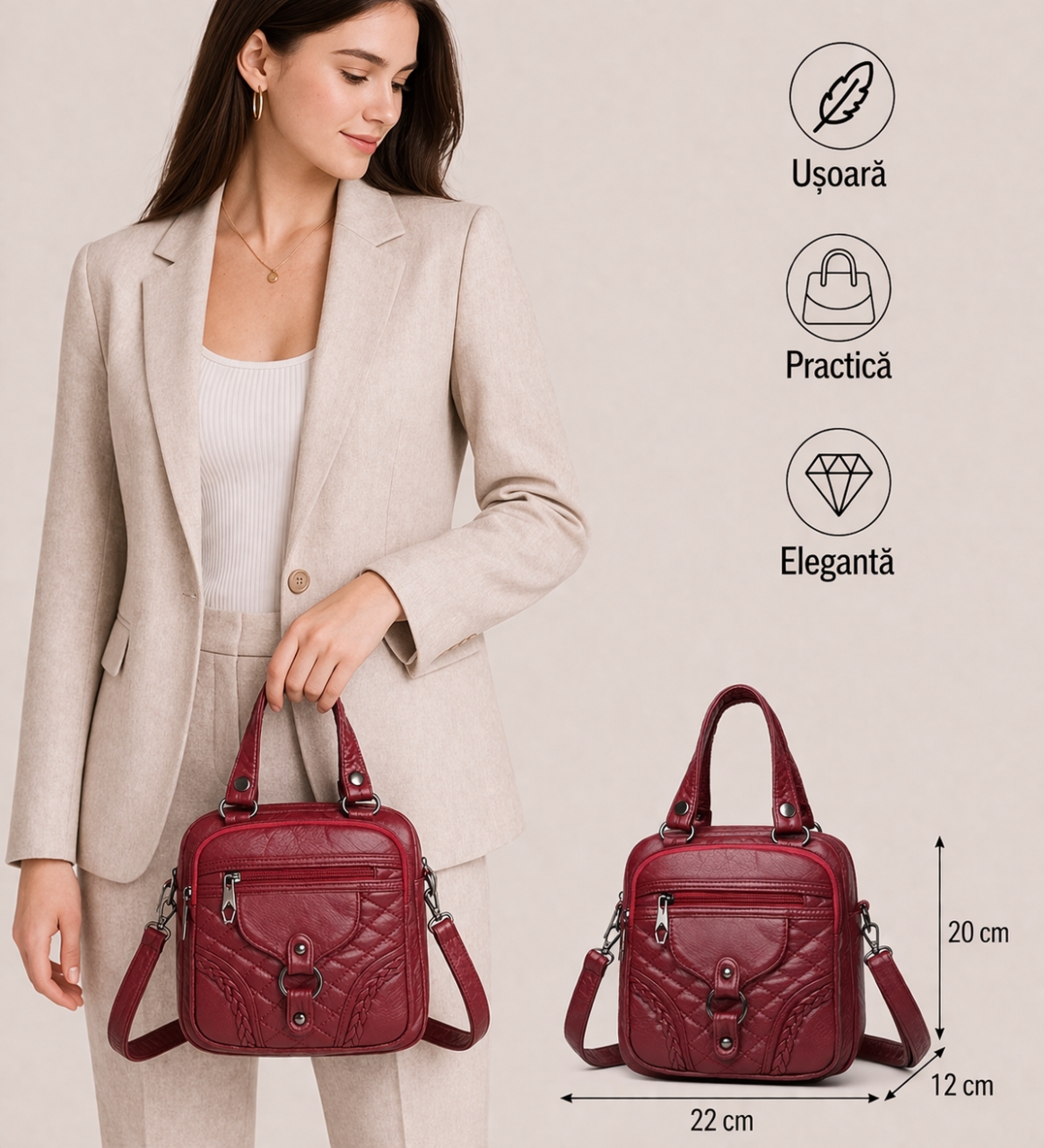 Rucsac Dalila GT2294 Bordo | Piele Ecologică - imagine 2
