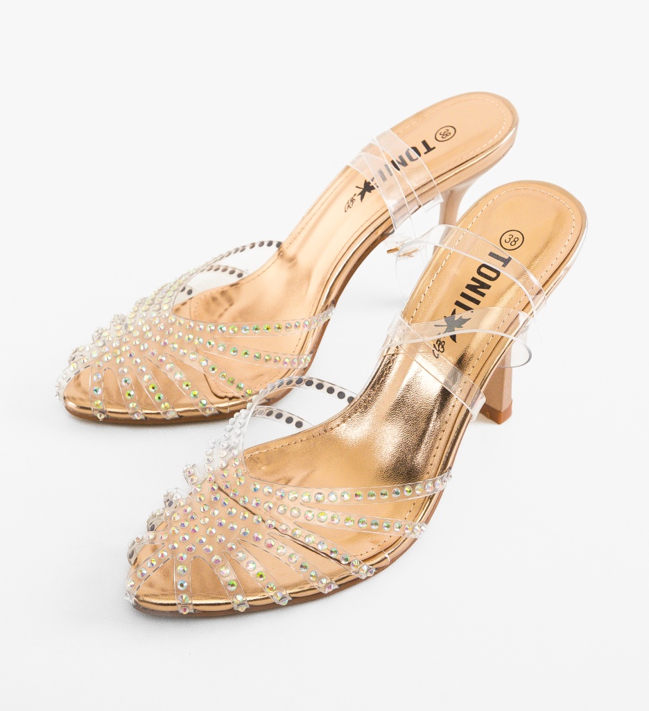 Pantofi cu Toc Myndre Aurii | Eleganți - imagine 5
