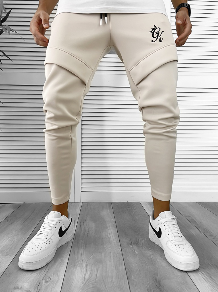 Pantaloni Trening Conici Bej din Silon