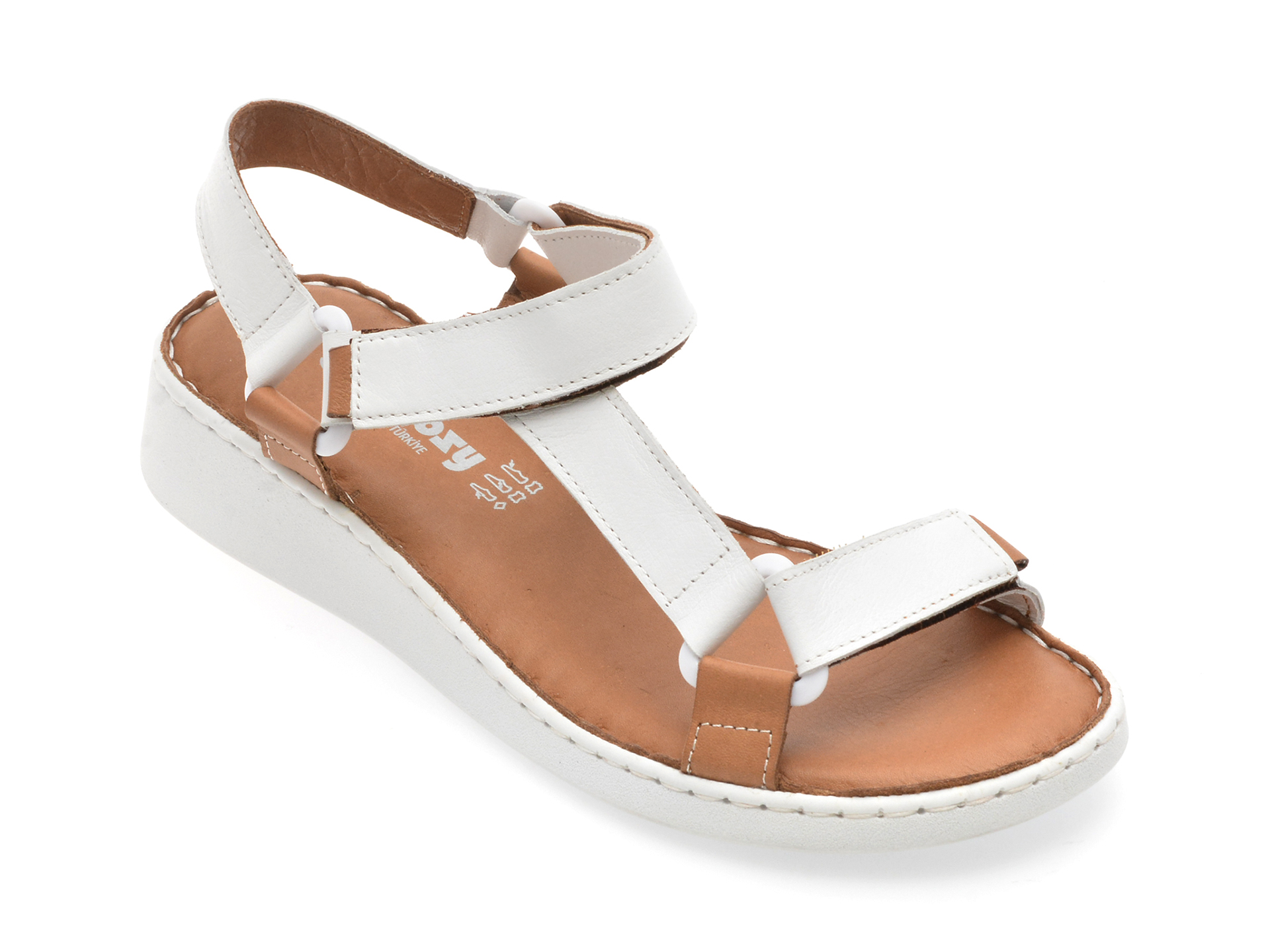 Sandale Shoozy Albe din Piele Naturală | Stil