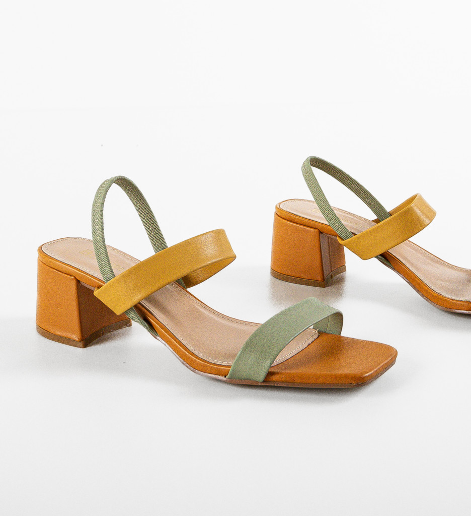 Sandale cu Toc Nirmal Camel - Eleganță - imagine 7