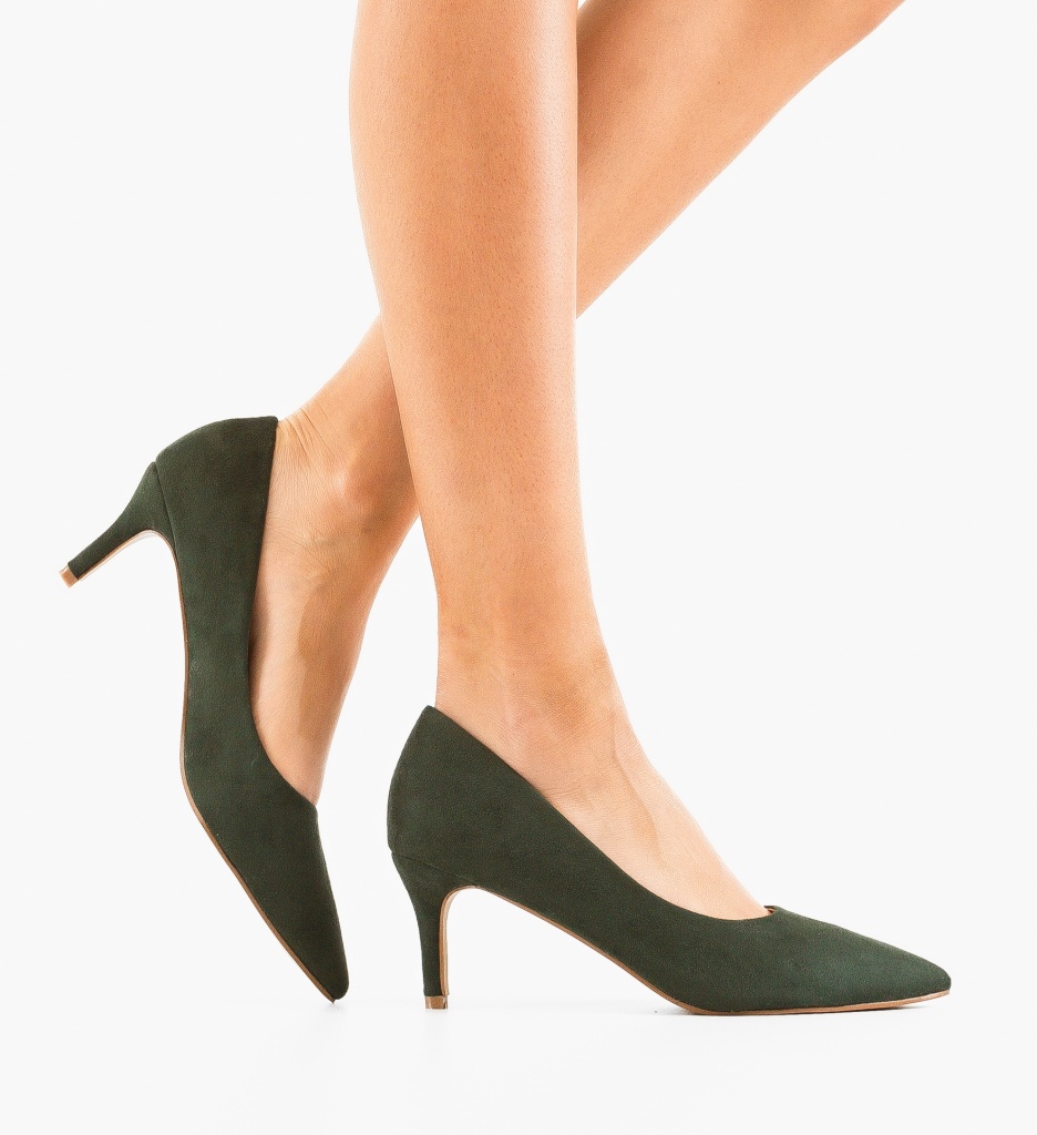 Pantofi Dama Eleganți cu Toc Verzi - imagine 2