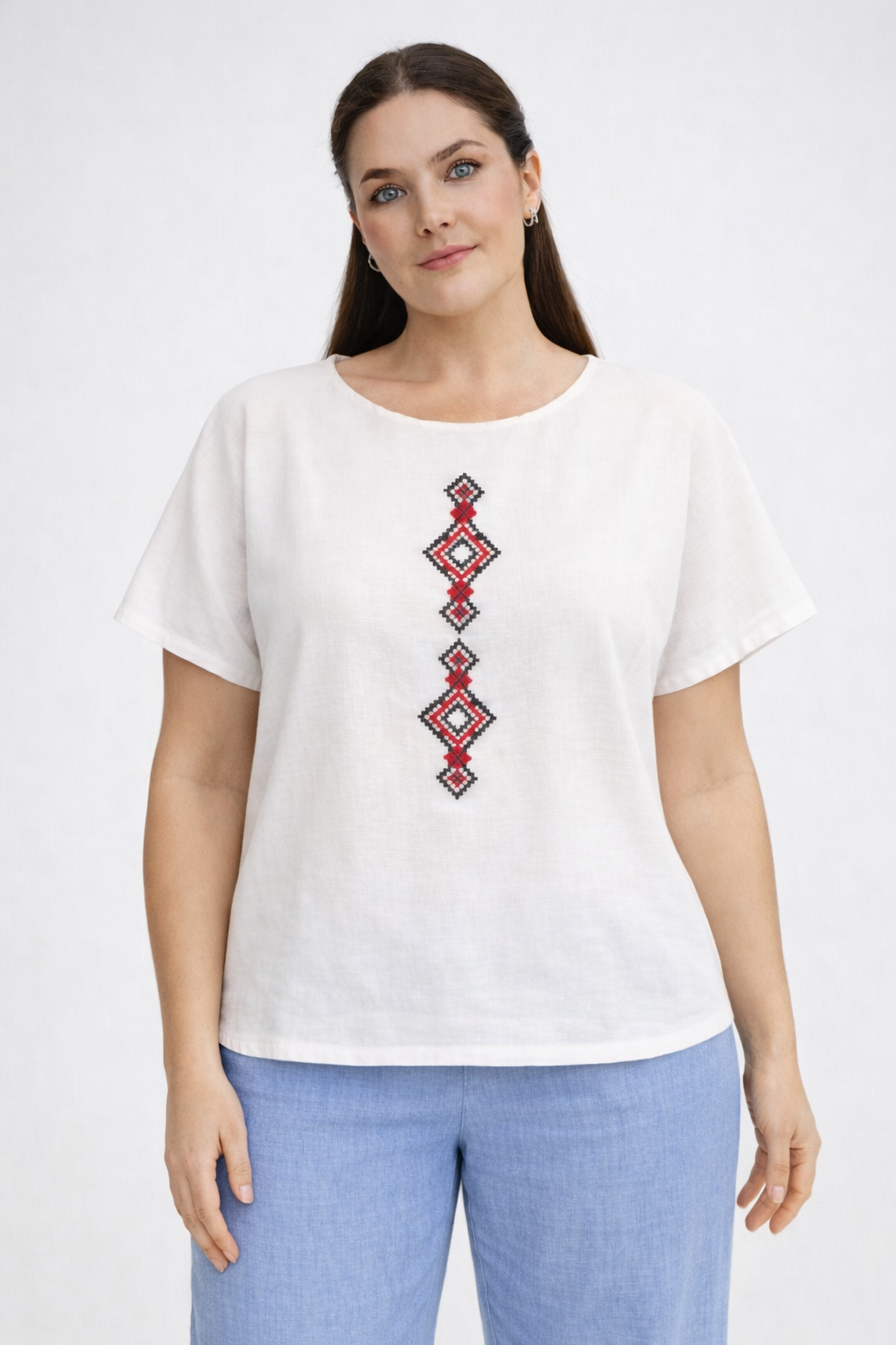 Bluza din bumbac cu broderie inspiratie etno - Marginime, M