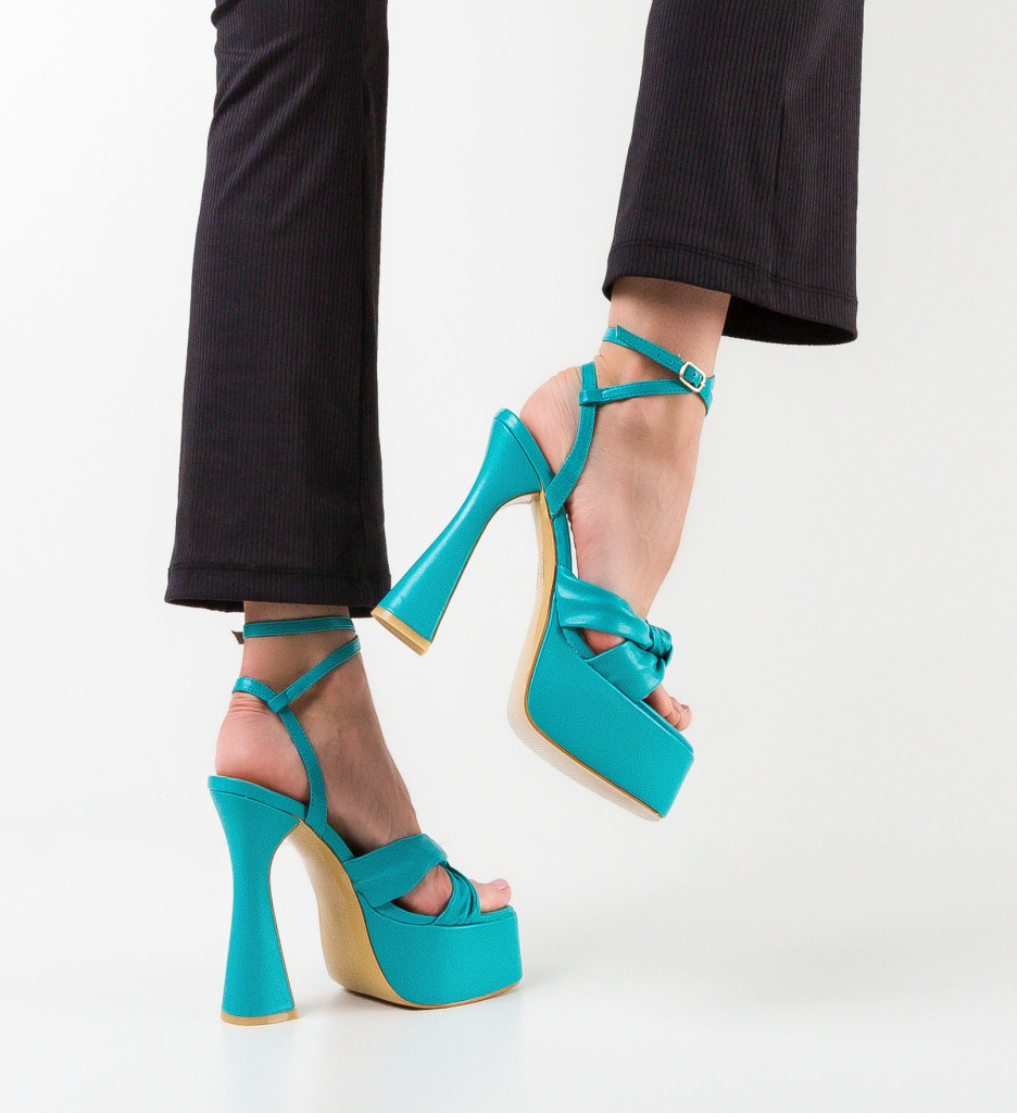Sandale Ardde Albastre cu Toc Elegante - imagine 3