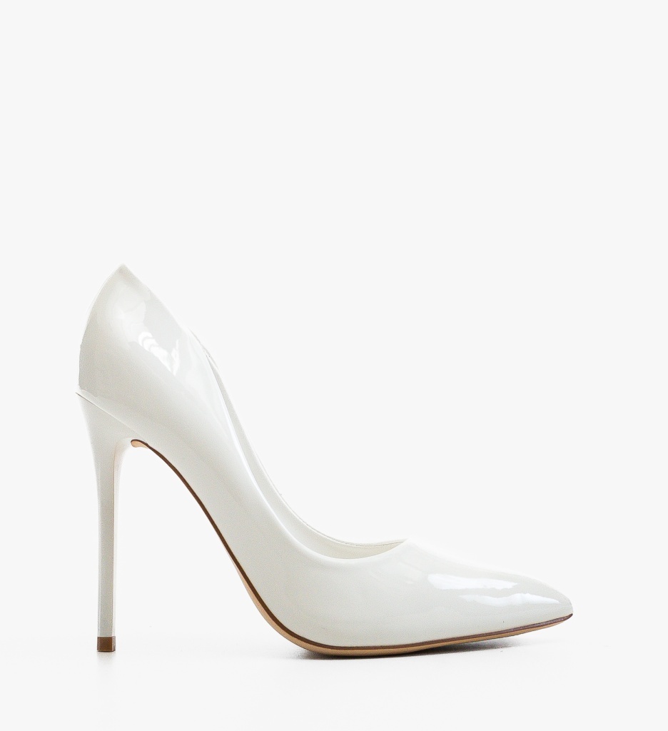 Pantofi Dama Lether Albi Eleganți cu Toc - imagine 6