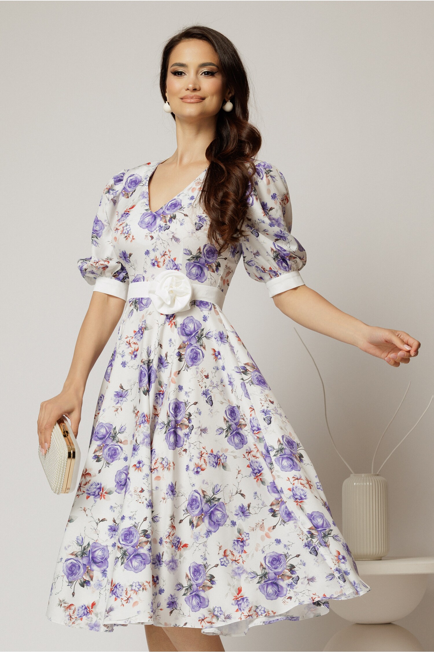 Rochie DY Fashion Floral Lila Elegantă