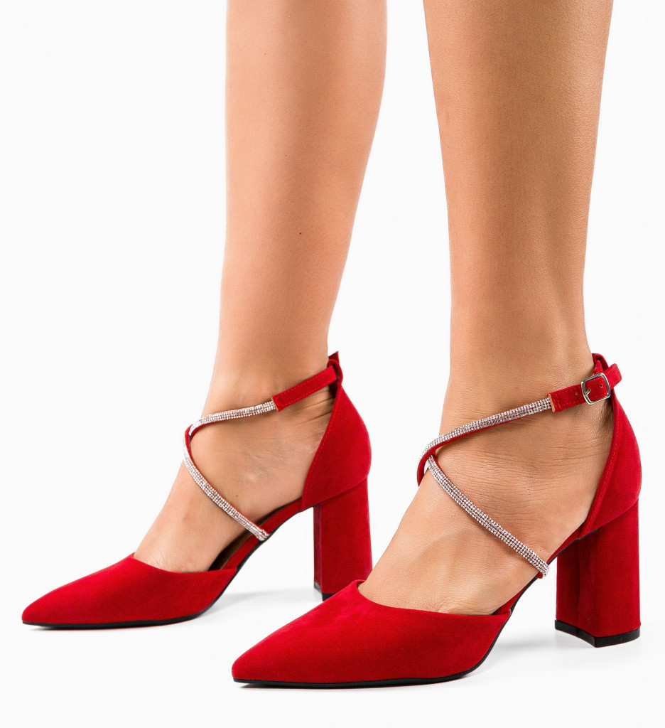 Pantofi Menelaos Rosii cu Toc Eleganți - imagine 2