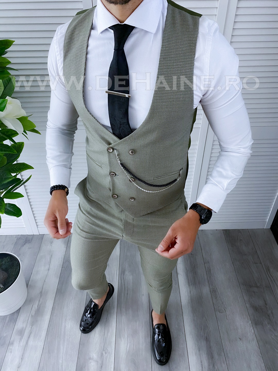 Compleu Barbati Vesta + Pantaloni Slim Fit Elegant