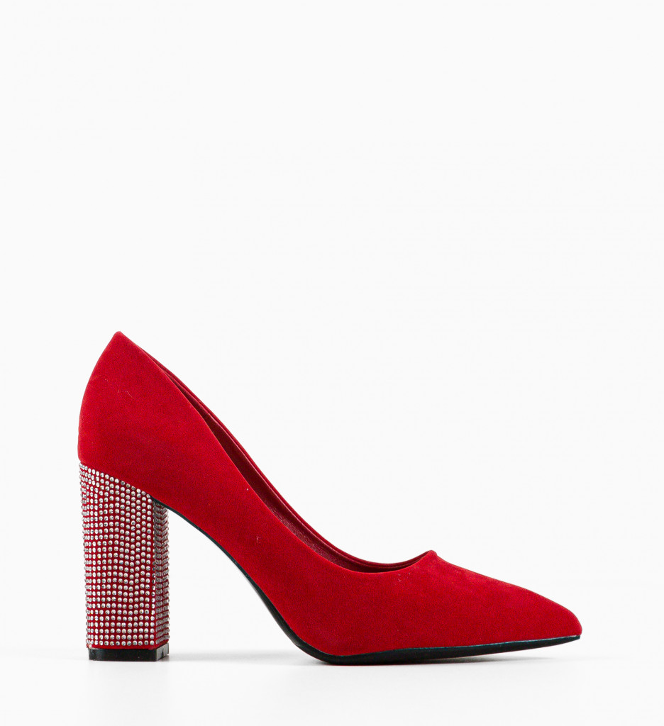 Pantofi Dama Evely Rosii cu Toc Eleganți - imagine 5