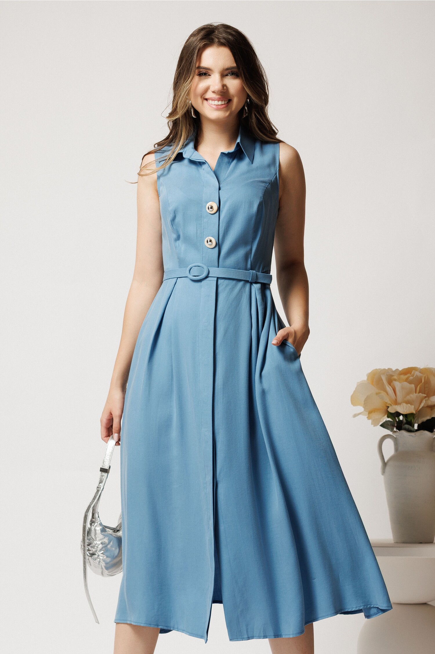 Rochie Midi Tencel Bleu | Eleganță și Confort