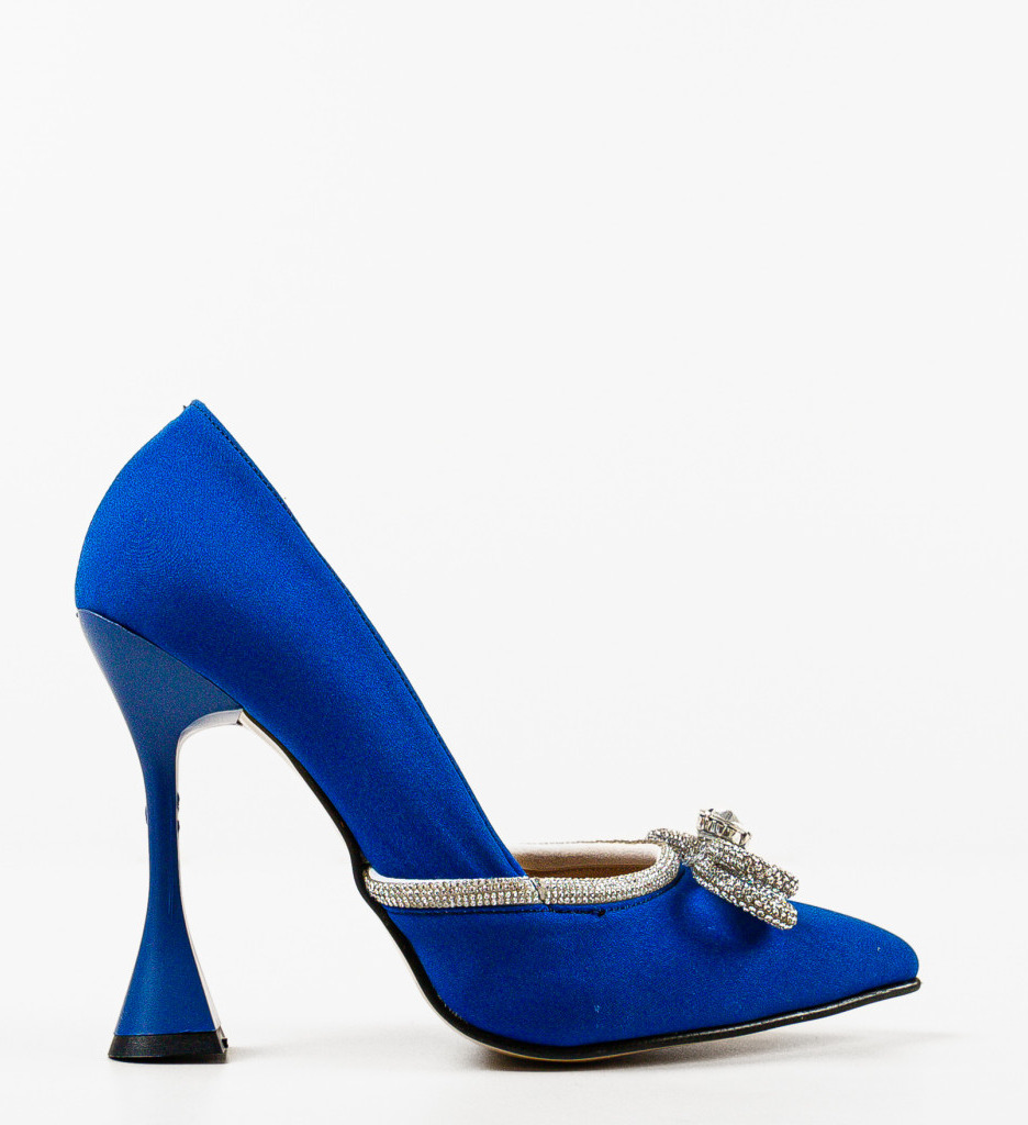 Pantofi dama Risgan albastri cu toc elegant - imagine 4