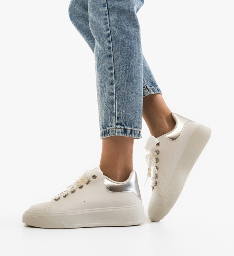 Sneakers Dama Purlam Albi - Confort și Stil - imagine 3
