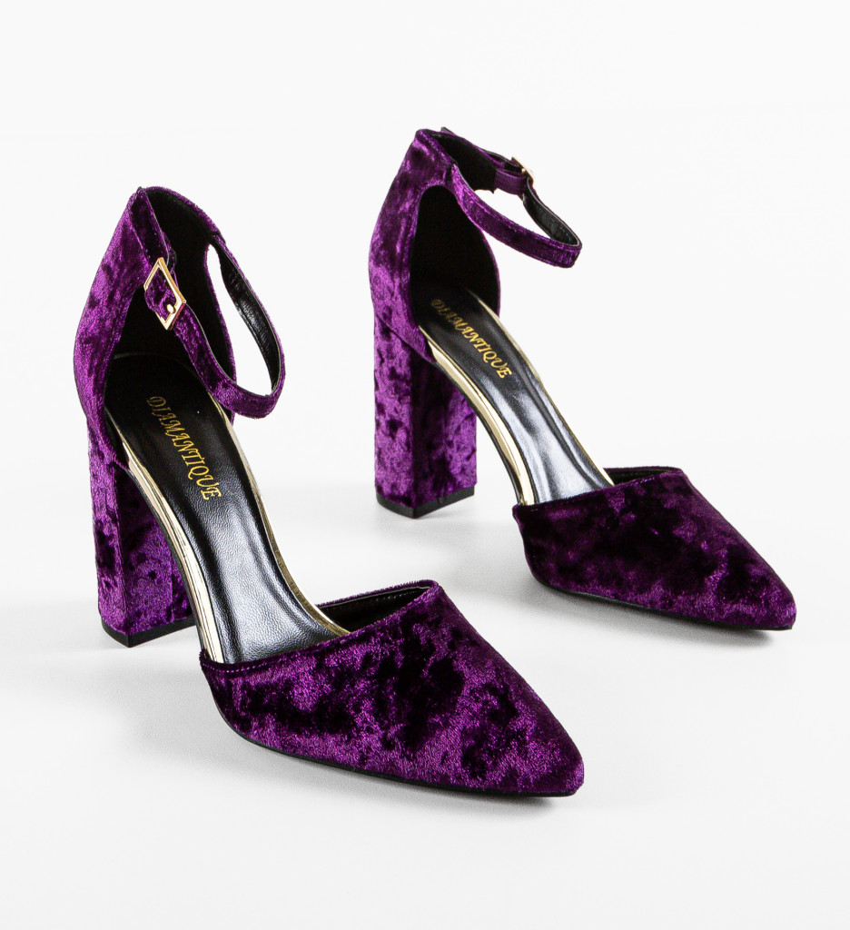 Pantofi dama Ioan Mov cu toc elegant - imagine 8
