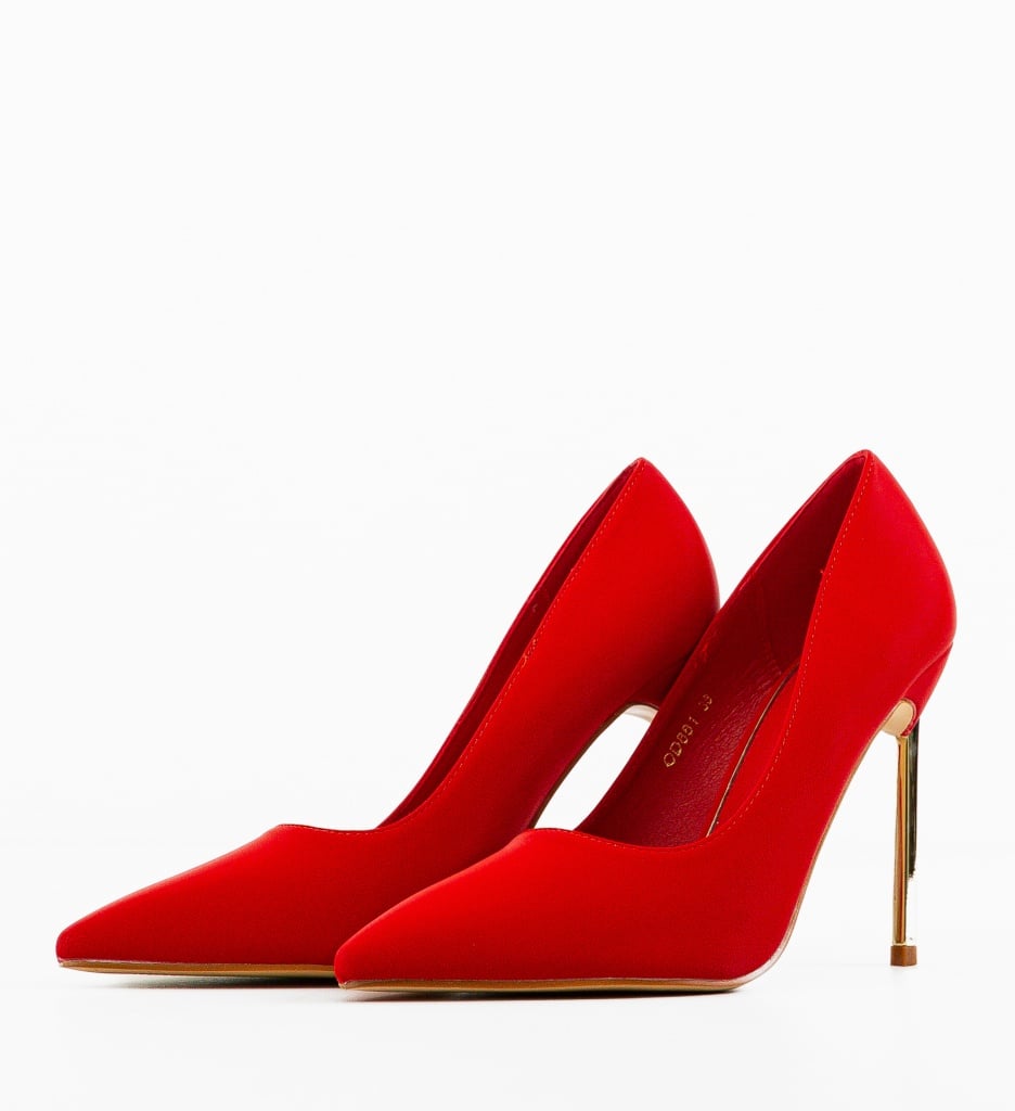 Pantofi Totto Rosii cu Toc Eleganti - imagine 6