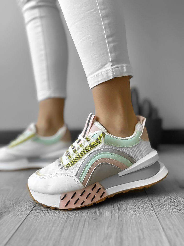 Adidasi Casual Dama Albi cu Roz - Confort Maxim