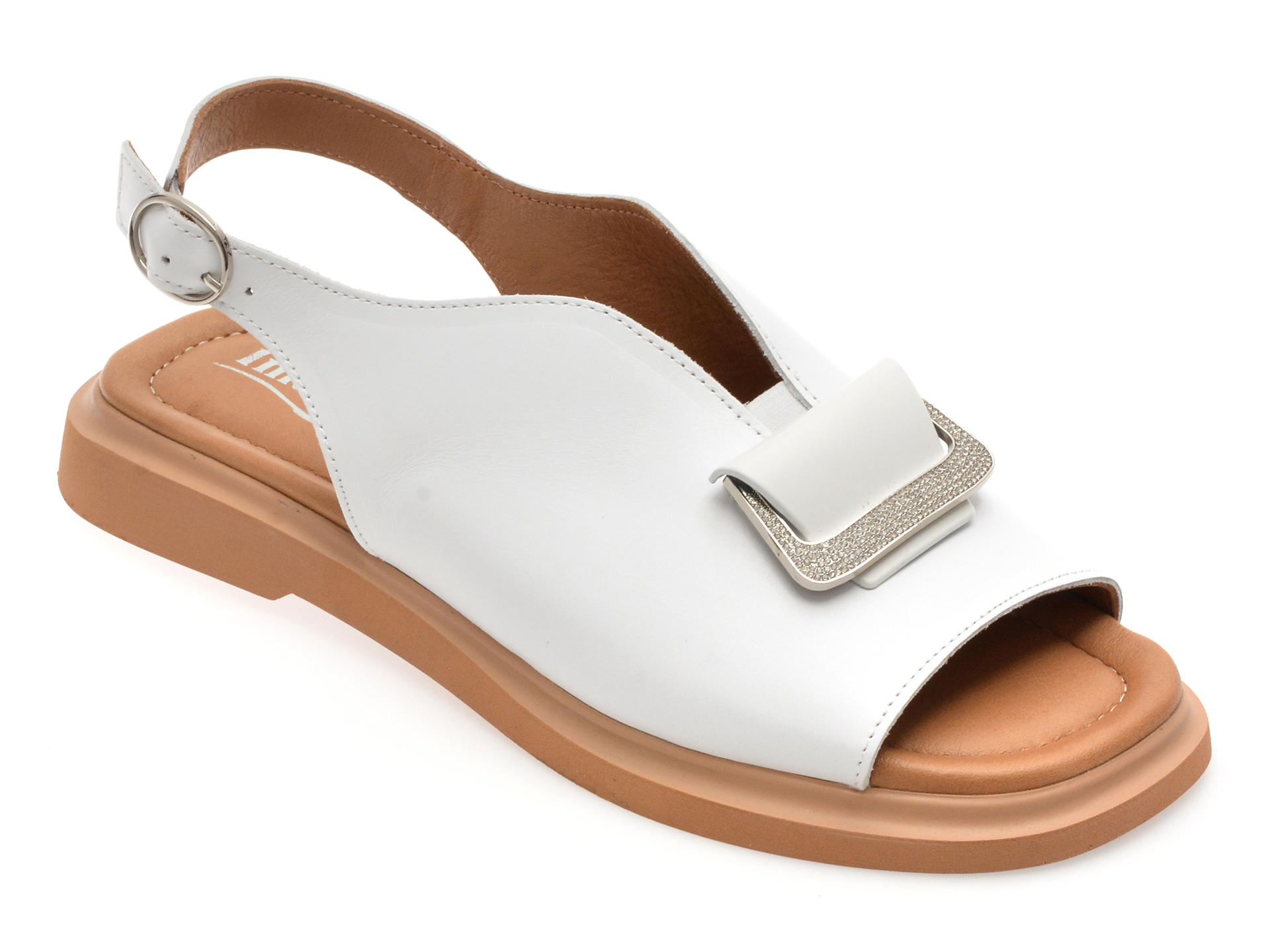 Sandale Image albe din piele - Eleganță și confort