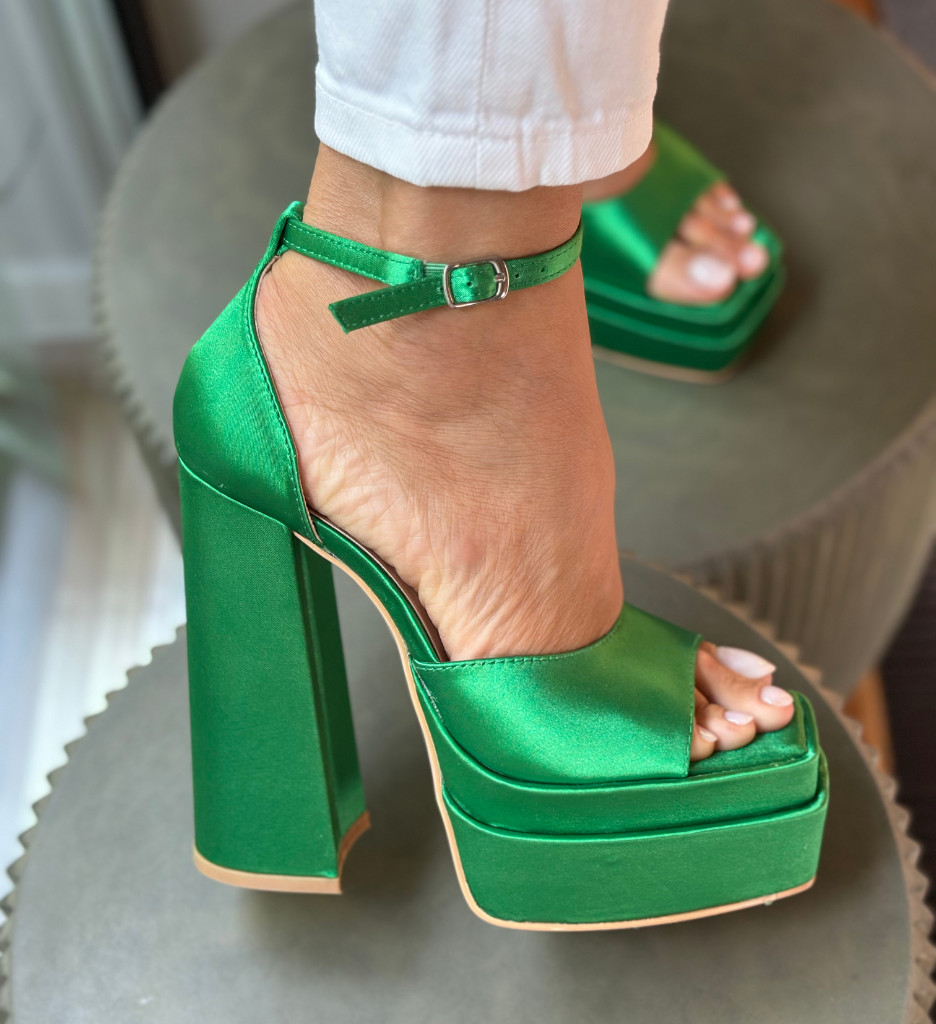 Sandale Toc Laverne Verzi - Eleganță Modernă