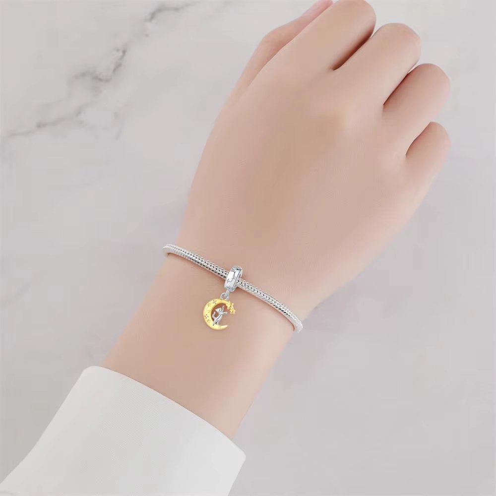 Charm Semiluna Argint Delis - Eleganță Rodiată - imagine 2