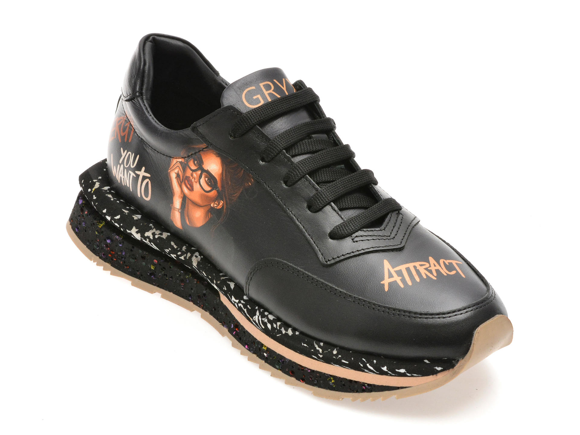 Pantofi Sport GRYXX Negri din Piele Naturală