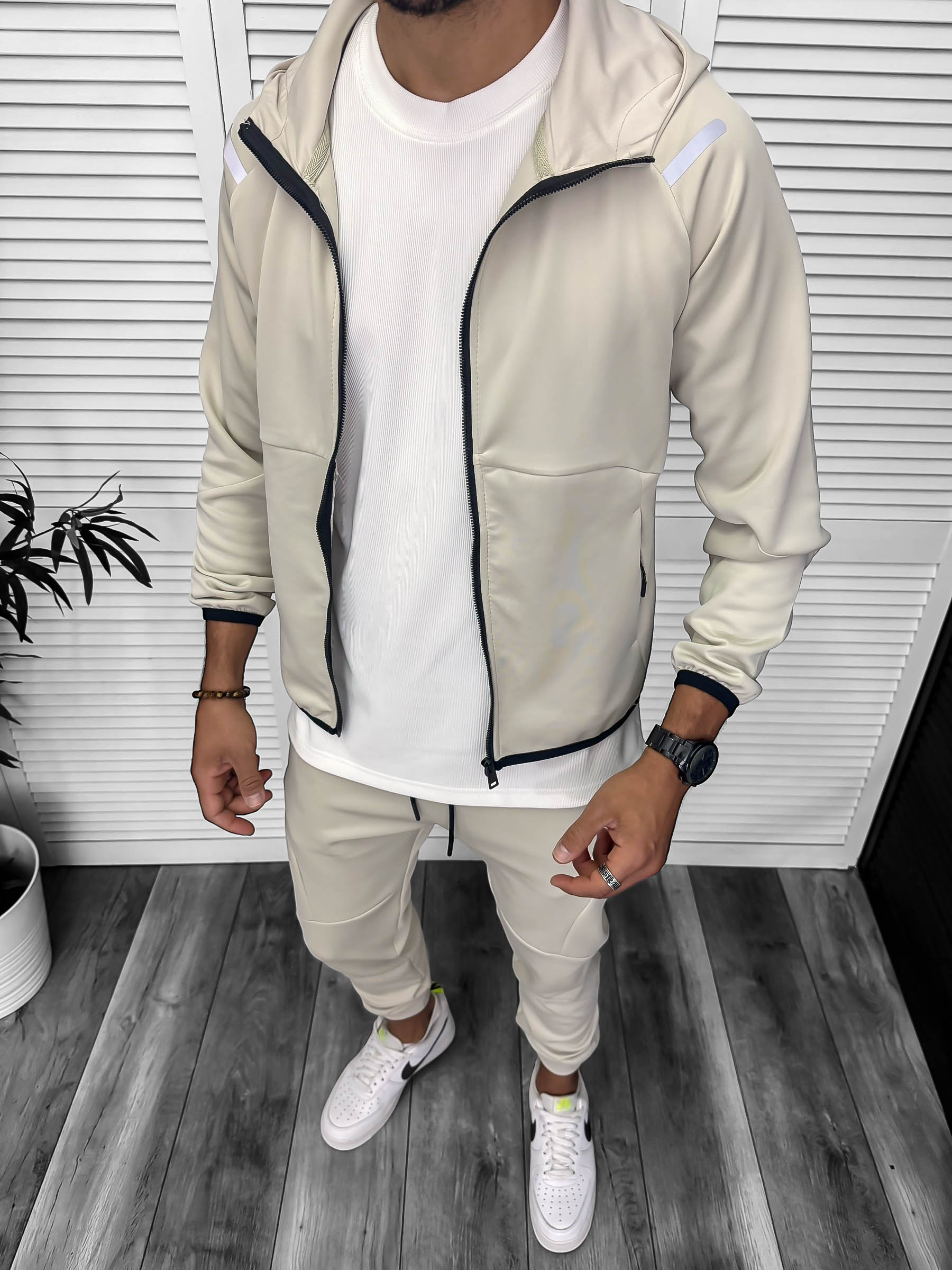 Trening Barbati Slim Fit Bej - 100% Bumbac