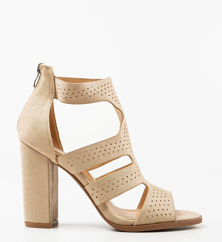 Sandale Dama Barivos Bej cu Toc Elegante - imagine 2