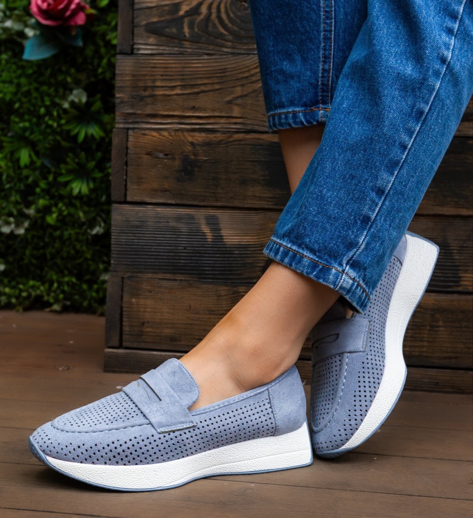 Pantofi Casual Dămă Albaștri Confortabili - imagine 3