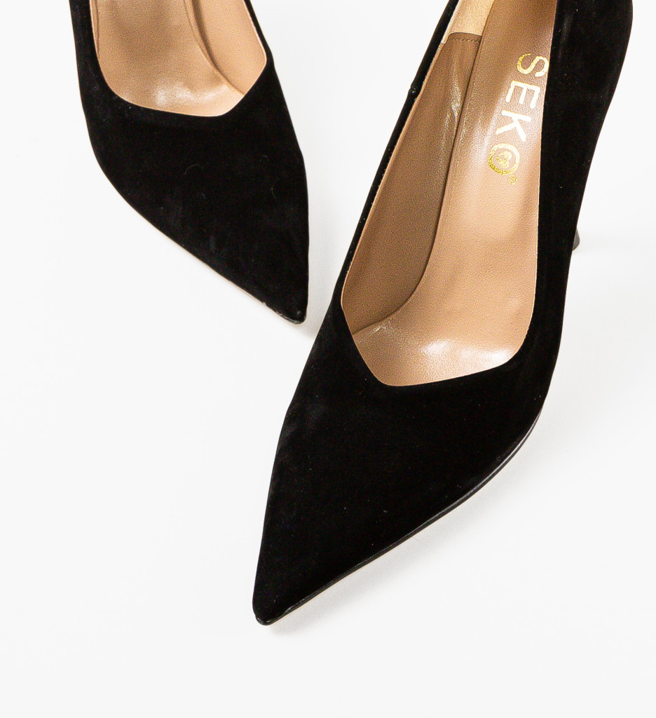 Pantofi cu Toc Eleganți Limoncelo Negri - imagine 6