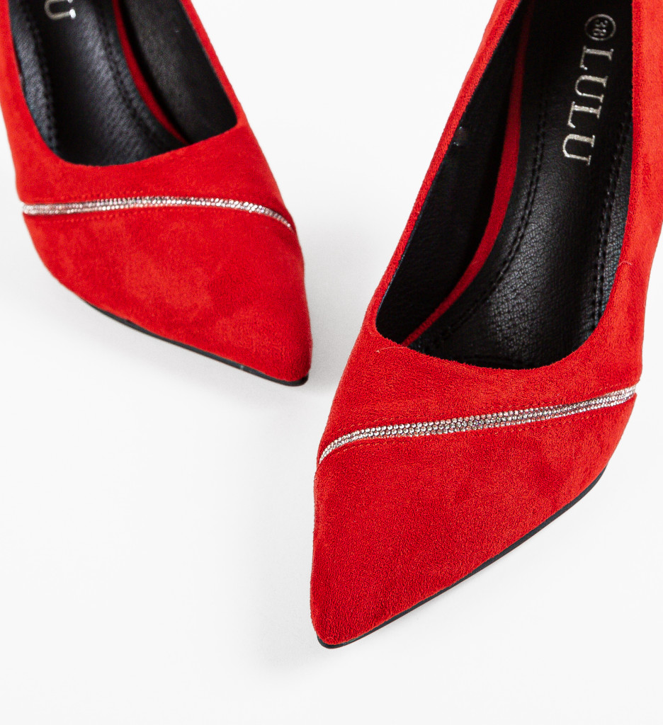 Pantofi Dama Shah Rosii cu Toc Eleganți - imagine 6