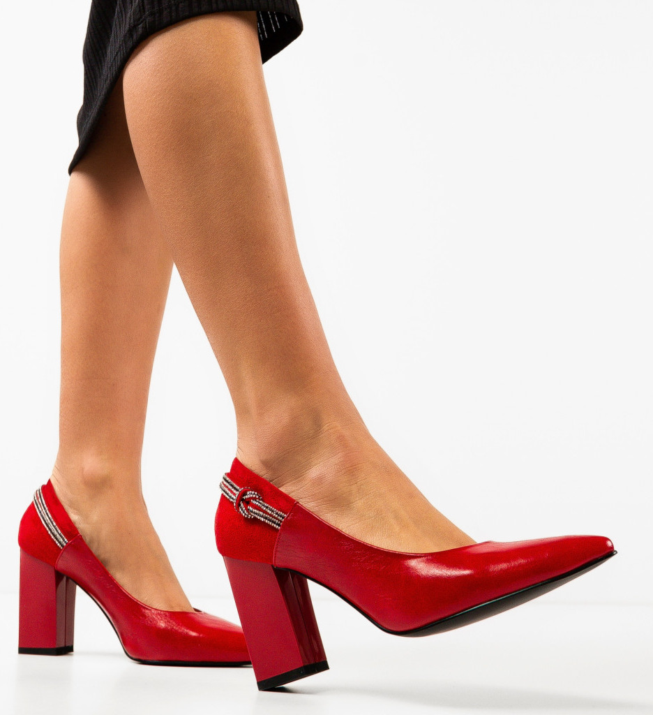 Pantofi cu Toc Gergina Rosii - Eleganță și Stil - imagine 1