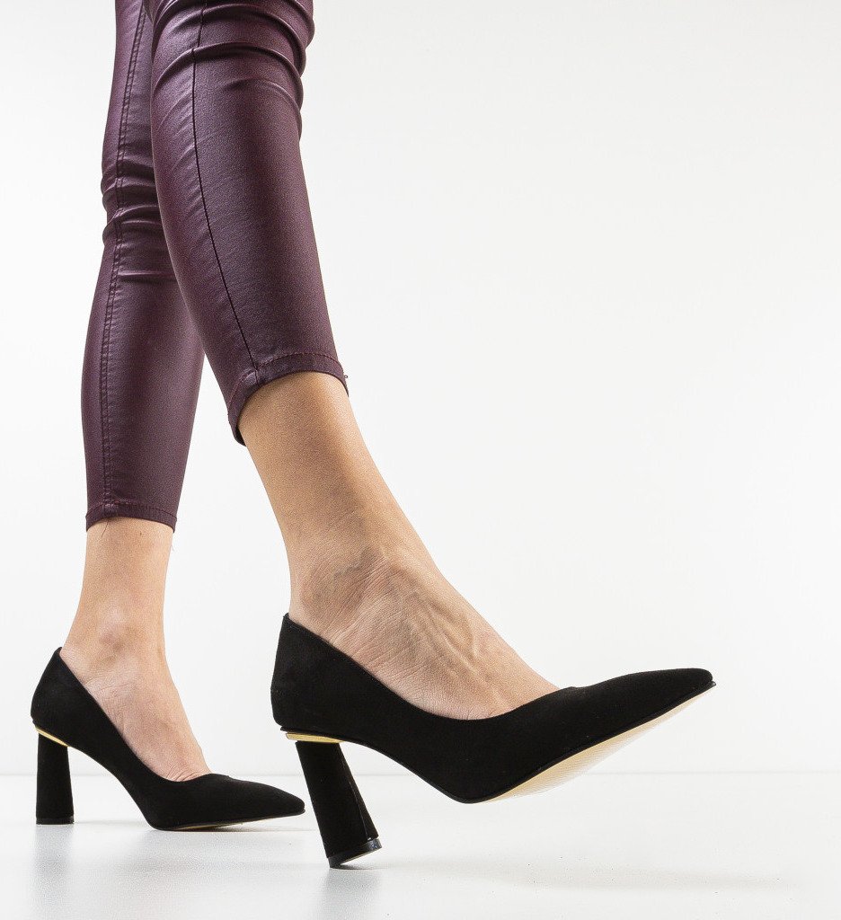 Pantofi Alogolo Negri cu Toc - Eleganță Asigurată - imagine 3