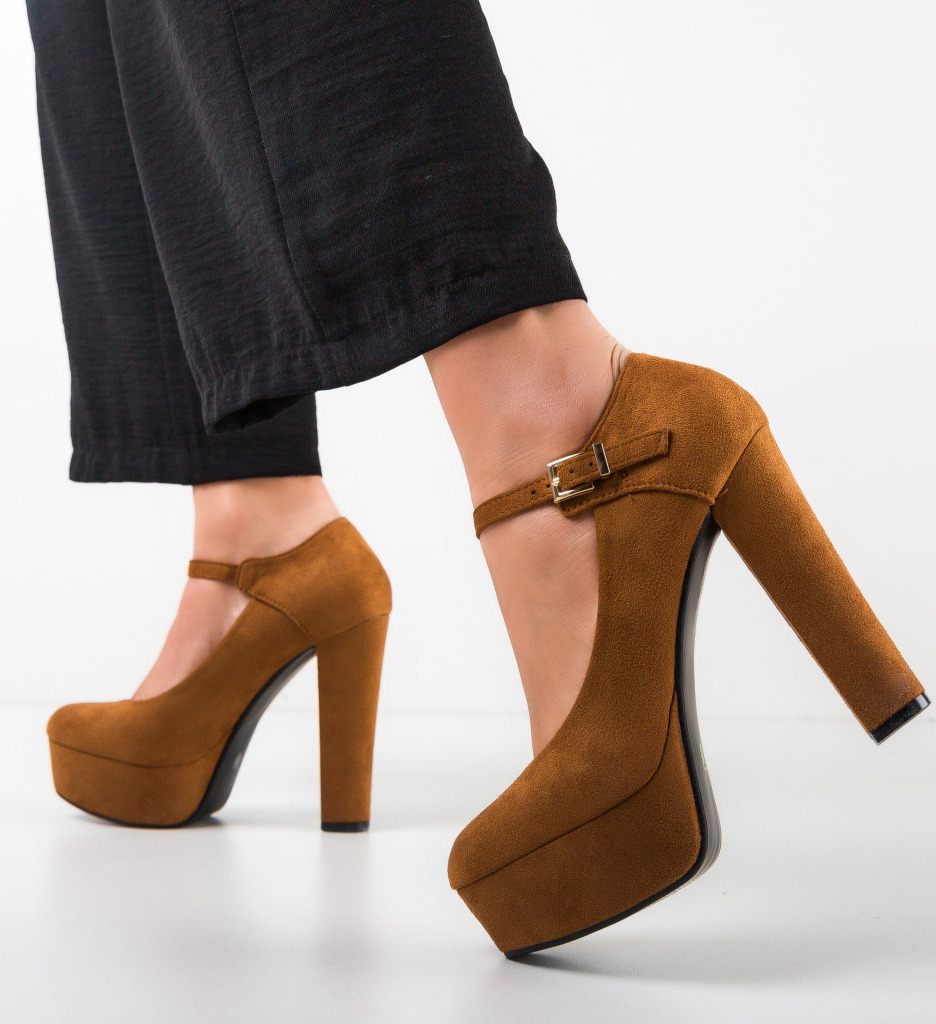 Pantofi Chung Camel cu Toc Elegant