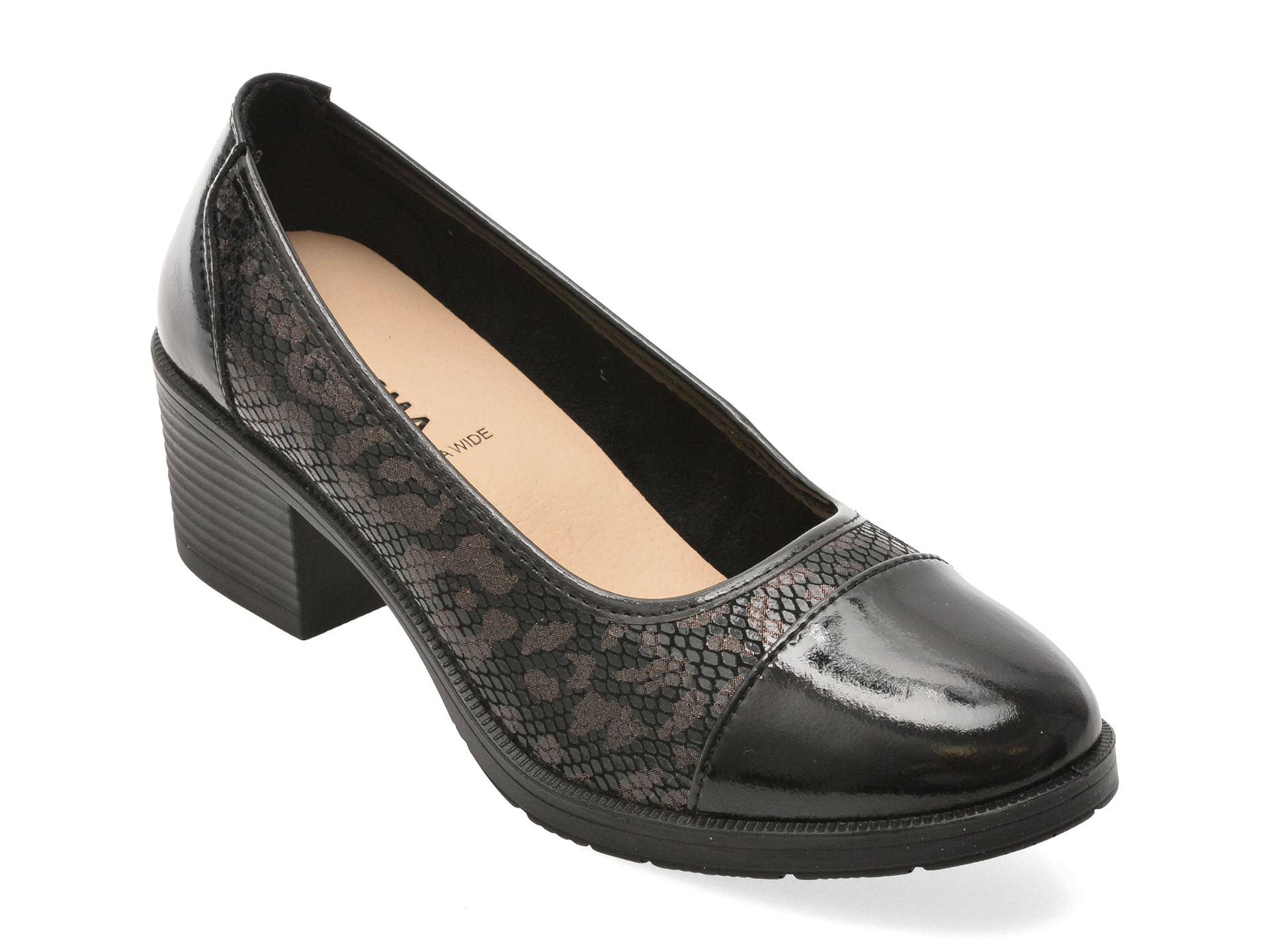 Pantofi Eleganți Karisma Negri Piele Croco