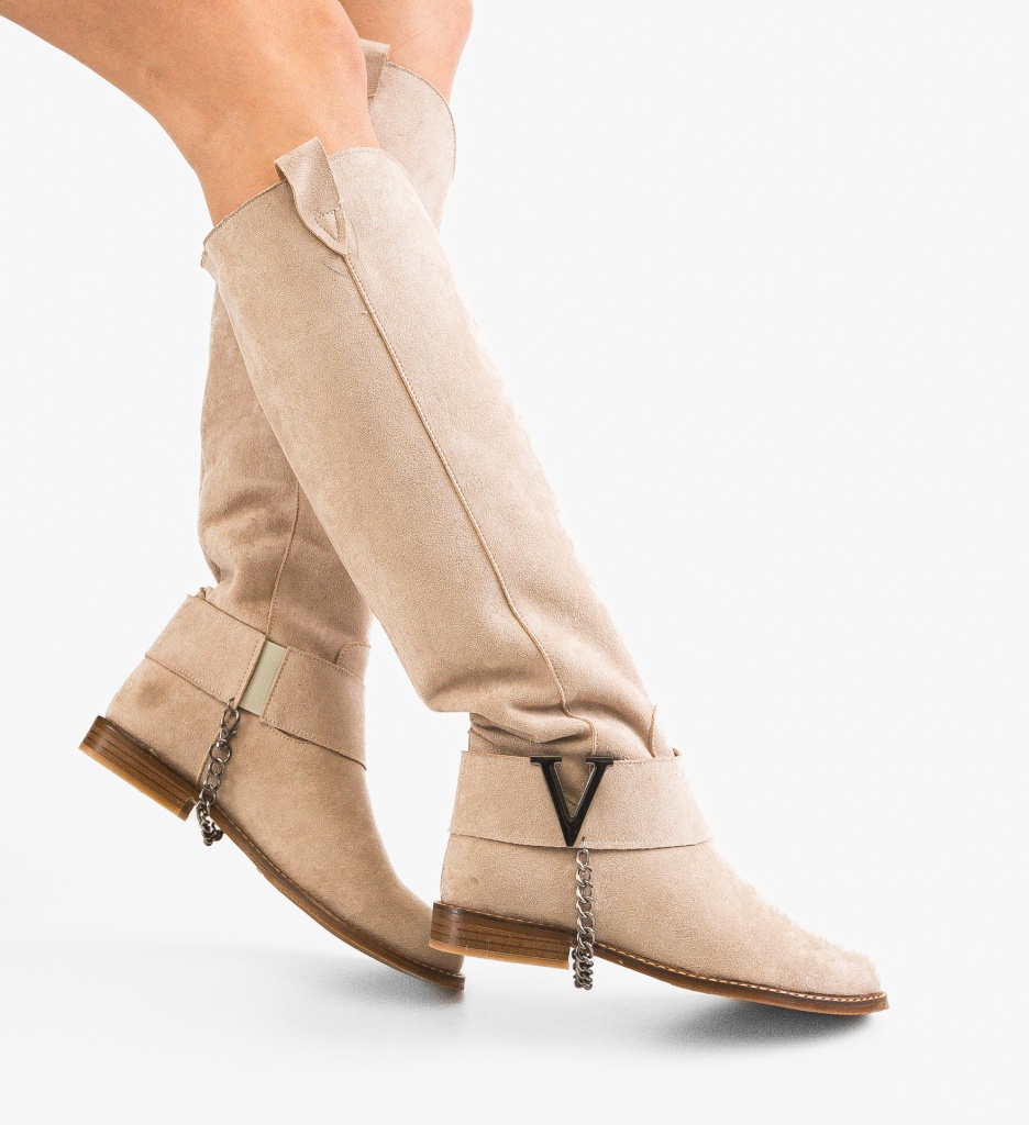 Cizme Dama Volantis Bej | Eleganță și Stil