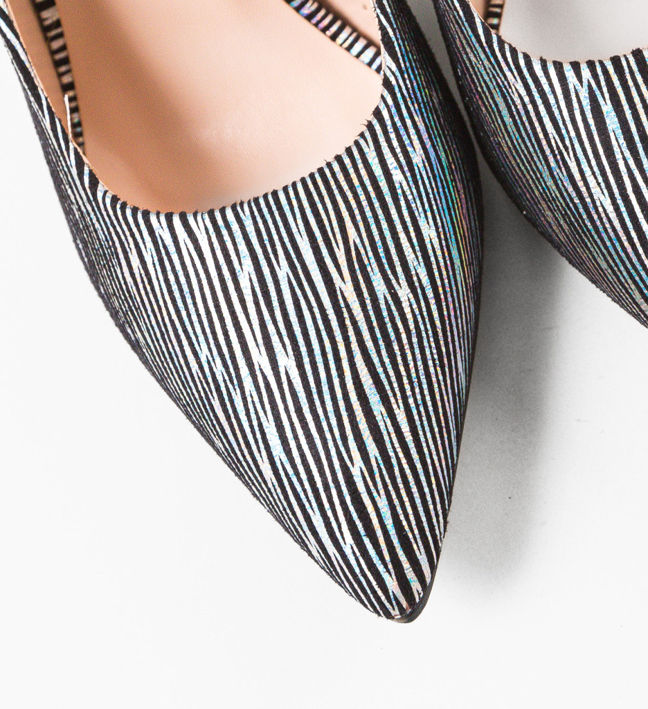 Pantofi Dama Argintii Eleganti cu Toc Huber - imagine 7
