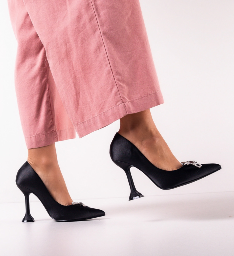 Pantofi Dama Eleganți Negri cu Toc Înalt - imagine 4