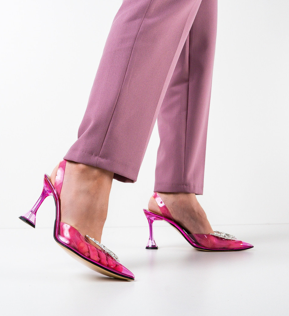 Pantofi dama Fazan Fuchsia cu toc elegant - imagine 3