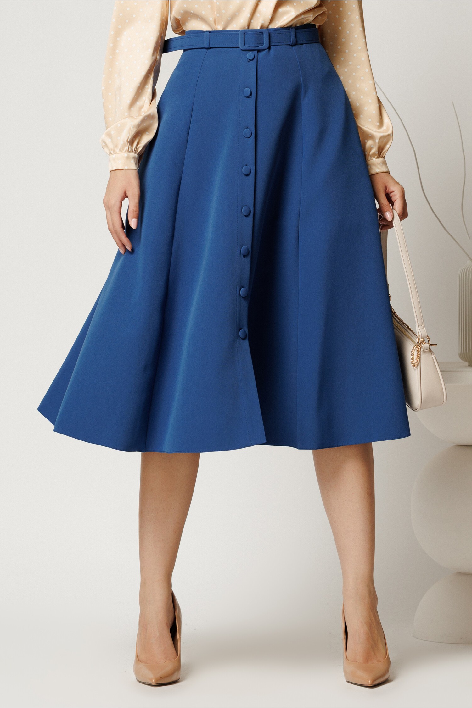 Fusta DY Fashion Midi Albastră Clos Eleganță