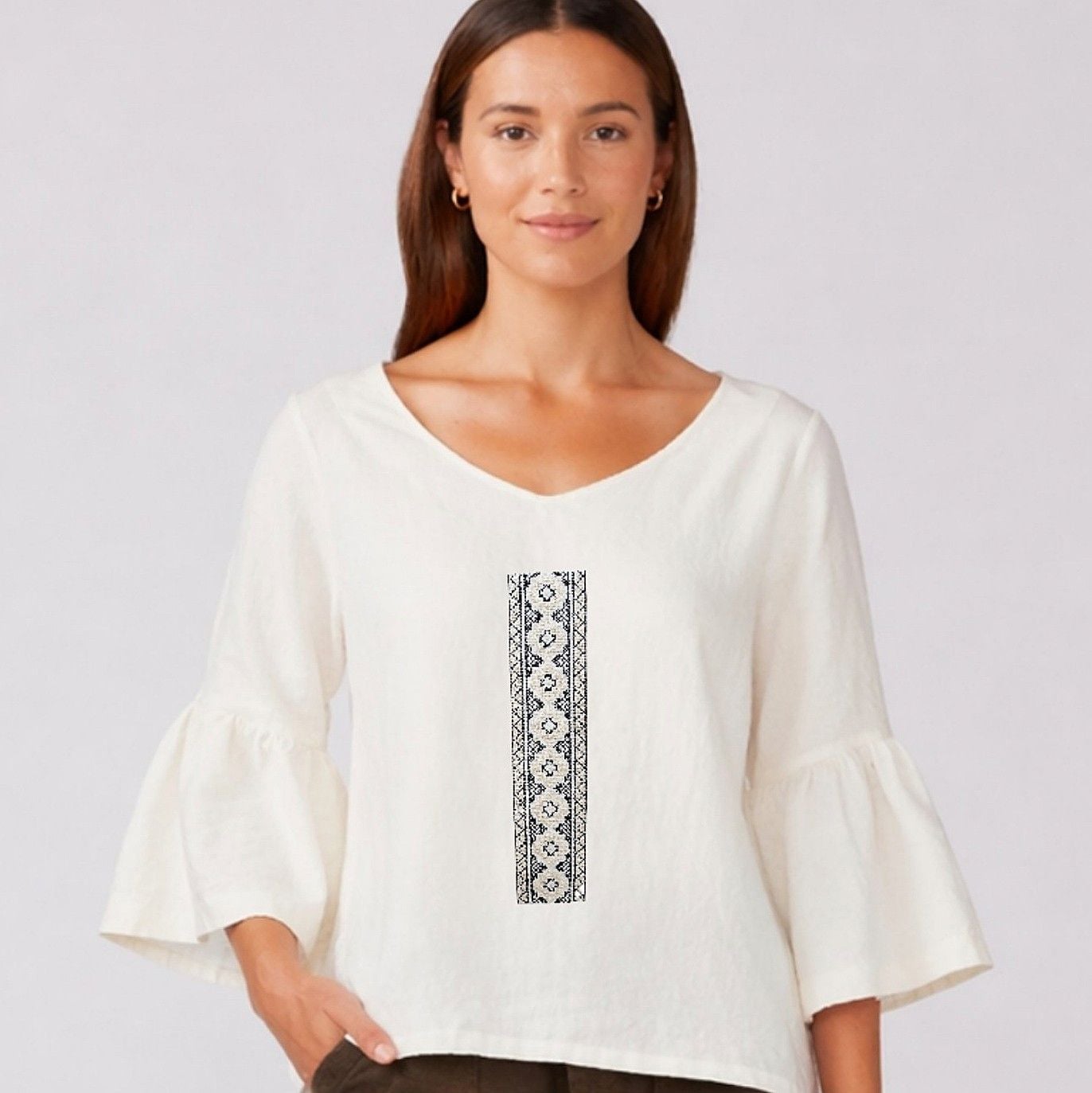 Bluza Bloom din bumbac cu broderie inspiratie etno , Viata Plina