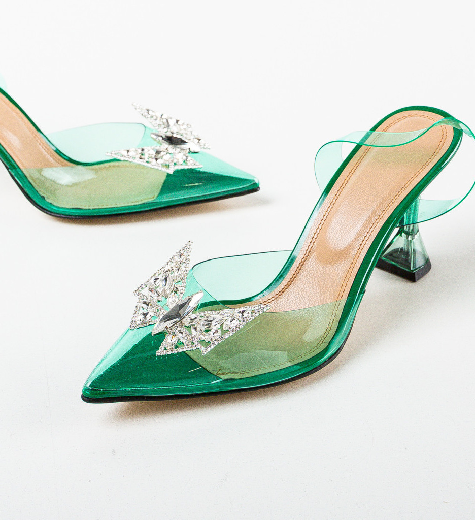 Pantofi Fazan Verzi cu Toc Eleganți - imagine 7