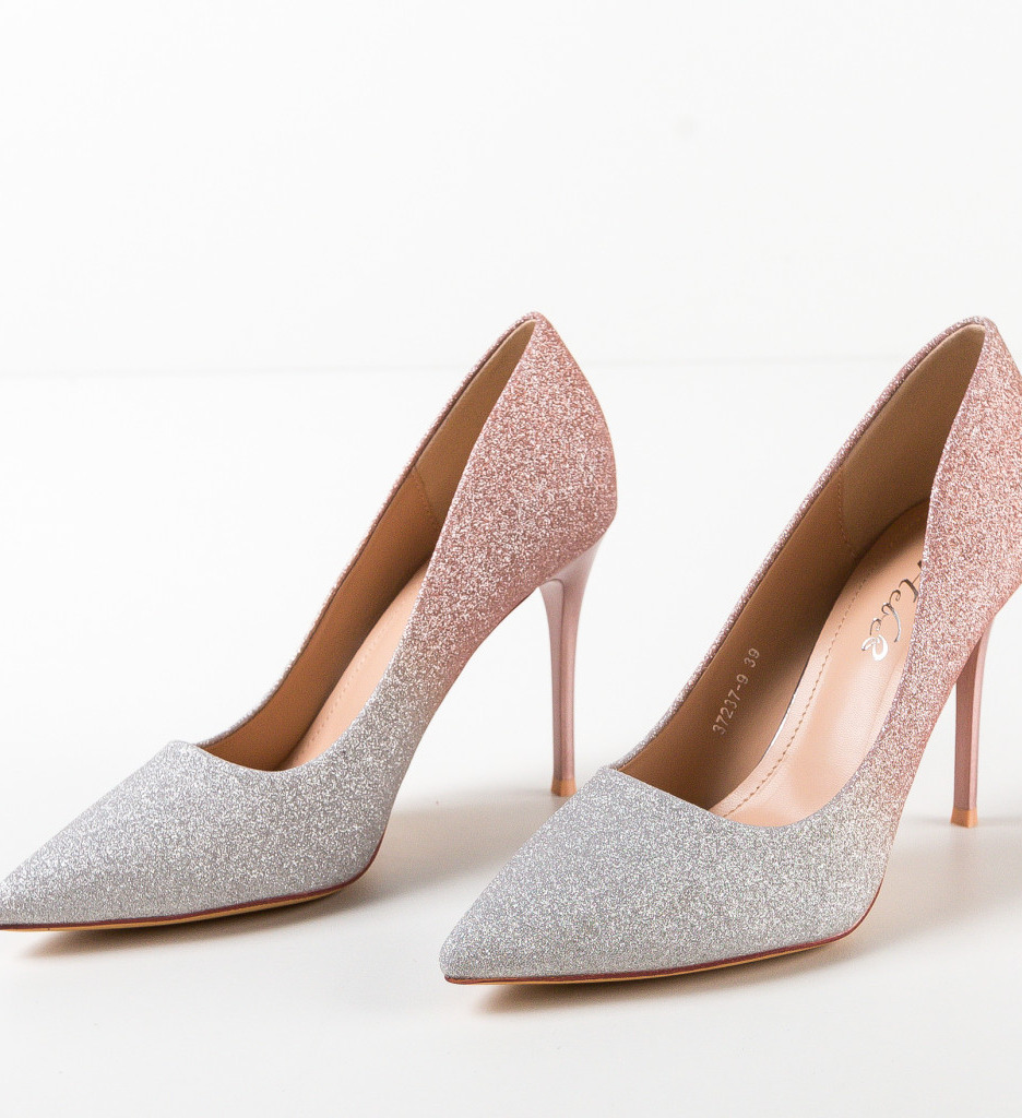 Pantofi dama aurii eleganti cu toc - imagine 7