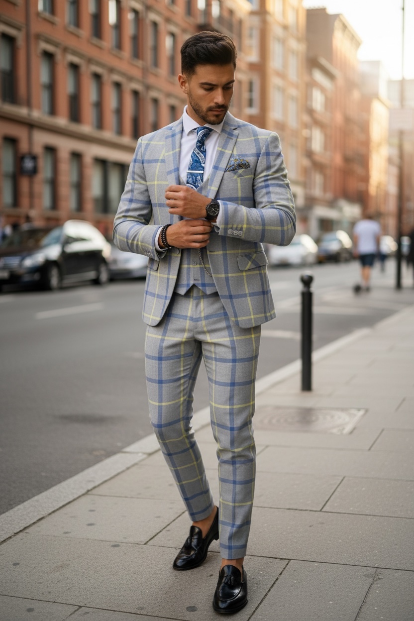 Costum Slim Fit Barbati - Vesta si Pantaloni Elegante - imagine 2