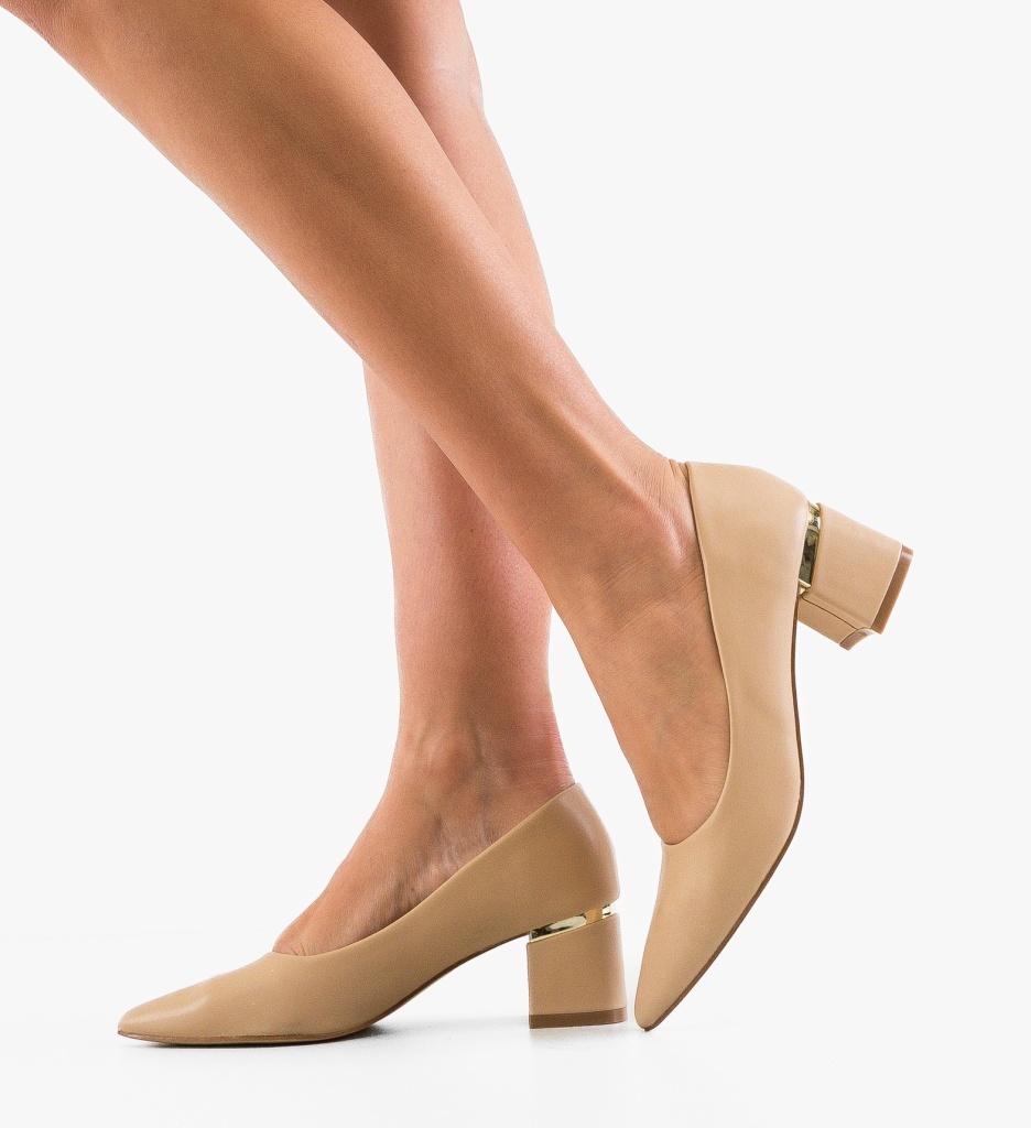 Pantofi Helen Bej cu Toc Eleganti - imagine 10
